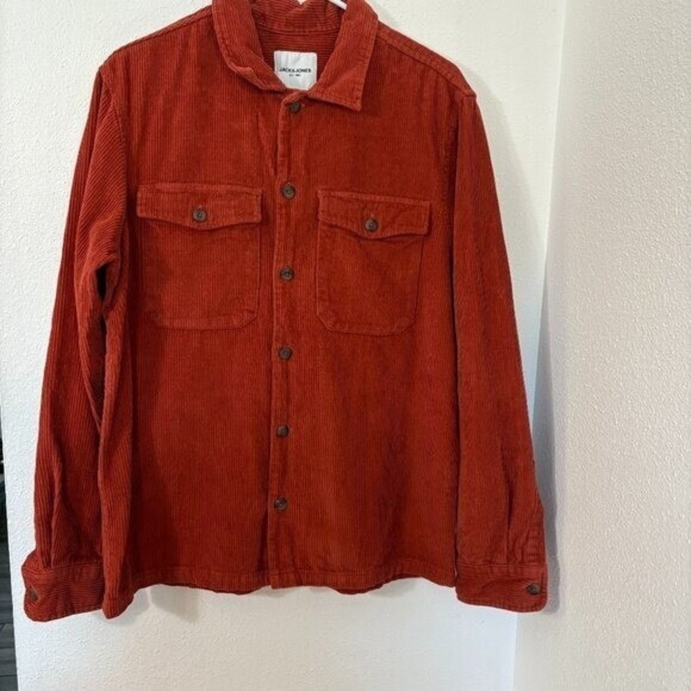 Jack & Jones Corduroy Long Sleeve Orange Lightweight Shacket Size Medium